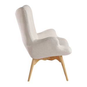 Fauteuil rembourré en tissu capitonné Beige - Textile - 70 x 92 x 80 cm