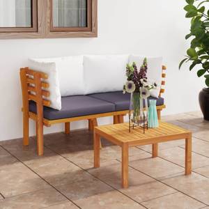 Gartensofa Grau - Massivholz - Holzart/Dekor - 65 x 65 x 130 cm