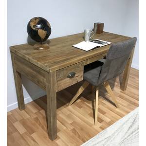 Bureau apothicaire bois 3 tiroirs CHALET Marron - En partie en bois massif - 136 x 76 x 65 cm