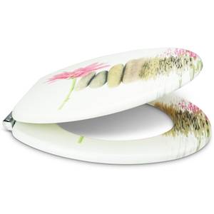 Premuim Abattant WC - Gerberas Gris - Rose foncé - Blanc - Bois manufacturé - 38 x 5 x 44 cm