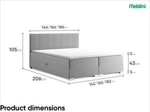 Boxspringbett Chandon Hellgrau - Breite: 166 cm - H3