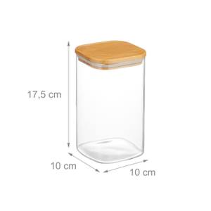 3er Set Vorratsgläser mit Deckel 1200 ml Braun - Bambus - Glas - Kunststoff - 10 x 18 x 10 cm