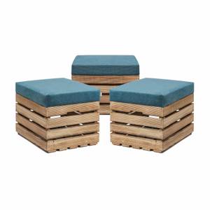 Coffre-Siège en Bois FLAME  lot de 3 Bleu