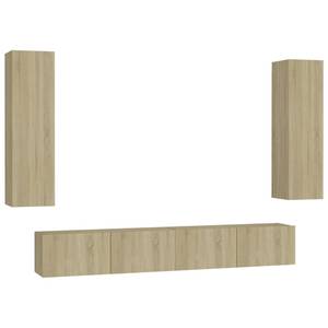 TV-Schrank 4er Set D924 Braun - Holzwerkstoff - 30 x 30 x 100 cm