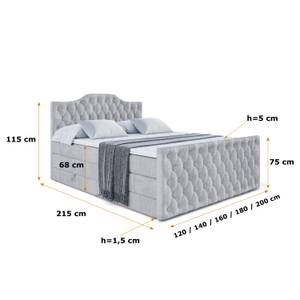 Boxspringbett VILA-1-Z KING Grau - Breite: 200 cm