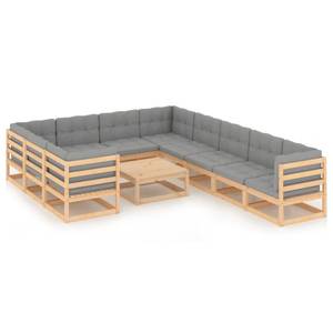 Garten-Lounge-Set (11-teilig) 3009721-2 Grau - Holz