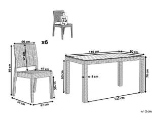 Set de salle à manger FOSSANO Blanc - Largeur : 140 cm