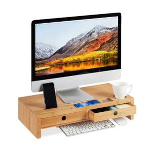 Monitorständer mit 2 Schubladen Braun - Bambus - 56 x 12 x 27 cm