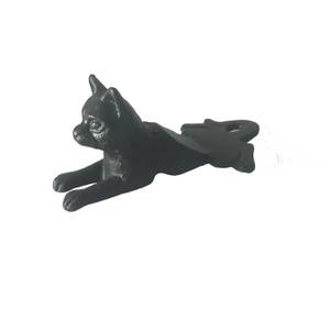 Türstopper liegende Katze Schwarz - Metall - 8 x 7 x 16 cm