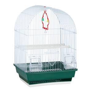 Kleiner Vogelkäfig mit Zubehör Grün - Weiß - Metall - Kunststoff - 35 x 50 x 28 cm