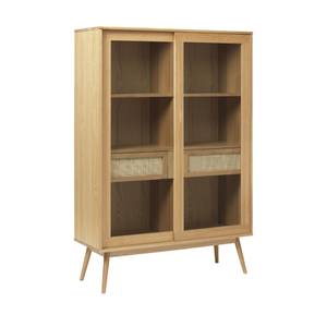 Vitrine 2 portes 2 tiroirs Marron - En partie en bois massif - 110 x 160 x 40 cm