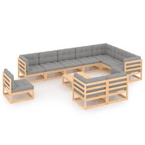 Salon de jardin (lot de 11) 3009836-2 Gris - Bois