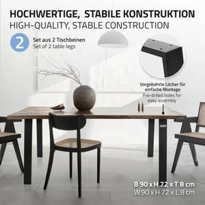 Loft Tischgestell aus Stahl 2er Set Schwarz