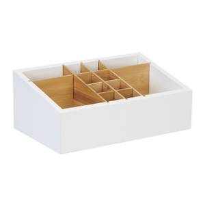 Schreibtisch Organizer 12 Fächer Braun - Weiß - Bambus - Holzwerkstoff - 30 x 12 x 19 cm