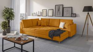 Skandinavisches Ecksofa Amber mit Hocker Gelb - Ecke davorstehend links