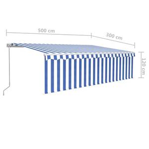 Auvent rétractable 3014348-2 Bleu - Blanc - Largeur : 300 cm