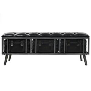 Banc de rangement 245765 Noir - Bois manufacturé - Métal - Cuir synthétique - 41 x 47 x 120 cm