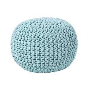 Runder Strickpouf 100% Baumwolle Pastellblau