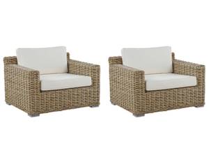 Gartenstuhl ARDEA 2-tlg Beige - Blau - Weiß - Rattan - 98 x 70 x 90 cm