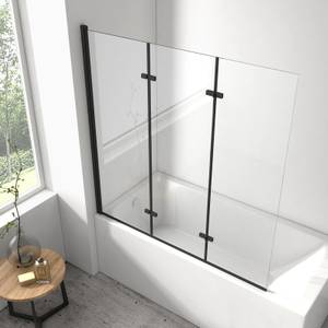 EMKE Duschwand für Badewanne 120x140cm Schwarz - Glas - 120 x 140 x 120 cm
