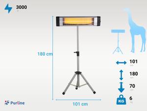 Halogen-Heizung HEATY EXC 30 Silber - Kunststoff - 101 x 180 x 70 cm