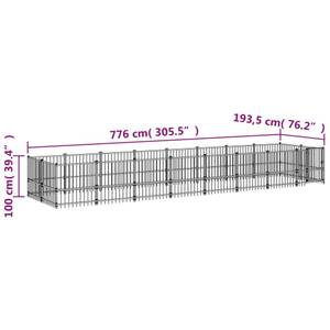 Hundezwinger 3124604 193 x 100 x 776 cm