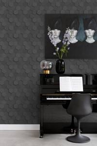 PP intissé éco texture hexagone 3d 7390 Noir