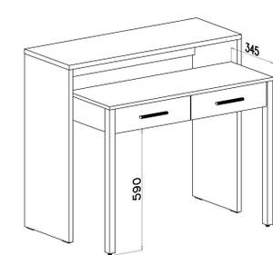 Bureau extensible, table pour ordinateur, 2 tiroirs, blanc.