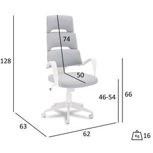 Bürostuhl Domo Grau - Weiß - Metall - Kunststoff - Textil - 62 x 128 x 63 cm