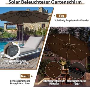 Ø300cm Sonnenschirm mit 112 LED-Leuchten Braun - Kunststoff - 300 x 258 x 300 cm