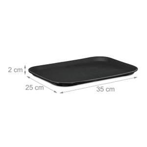 Lot de 3 plateaux de service Noir - Matière plastique - 35 x 2 x 25 cm