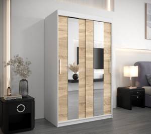 Armoire à portes coulissantes Pole Imitation chêne de Sonoma - Blanc - Largeur : 120 cm - 2 porte