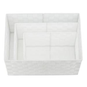 Aufbewahrungskorb 3er Set mit Deckel Weiß - Metall - Kunststoff - 40 x 23 x 28 cm