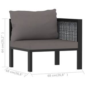 Modular-Sofa-Eckteil 49396 Grau - Metall - Polyrattan - 68 x 64 x 68 cm