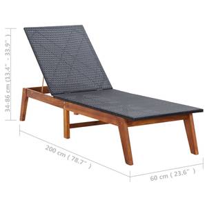 Chaise longue 46031 Noir - Matière plastique - Polyrotin - 60 x 86 x 200 cm