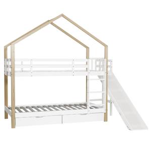 Etagenbett FunyZoom Ⅰ Beige - Weiß - Holzwerkstoff - Massivholz - Holzart/Dekor - 183 x 223 x 245 cm