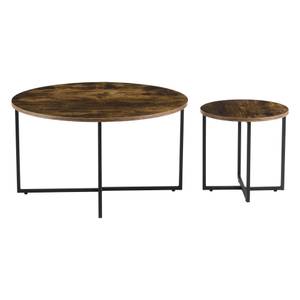 Set de 2 tables basses Härjedalen Marron - Métal - 80 x 45 x 80 cm