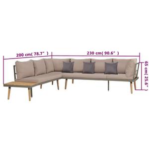 Garten-Sofagarnitur Braun - Massivholz - Holzart/Dekor - 230 x 65 x 200 cm