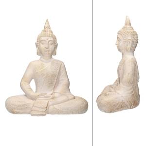 Buddha Figur 40x24x48 cm Beige/Grau Kunststoff - 24 x 47 x 40 cm