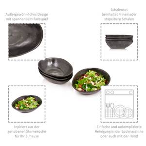 4-tlg. Salatschalen Set Tombey Grau - Stein - 23 x 28 x 17 cm