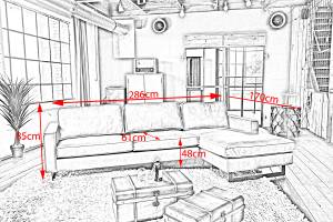 Ecksofa VILIUS 3-Sitzer mit Longchair Braun - Ecke davorstehend rechts