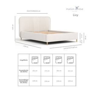 Polsterbett Livy Creme - Breite: 191 cm