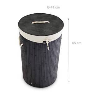 1 x Wäschekorb Bambus rund schwarz Schwarz - Weiß - Bambus - Textil - 41 x 65 x 41 cm