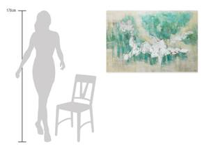 Tableau peint à la main Dans mes rêves Turquoise - Bois massif - Textile - 120 x 80 x 4 cm