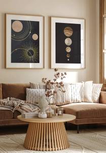 Echtes Gold Planeten Poster Set Papier - 70 x 50 x 70 cm