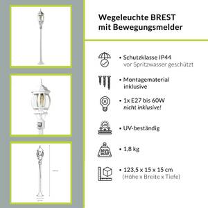 Stehlampe BREST Weiß - 15 x 123 x 15 cm