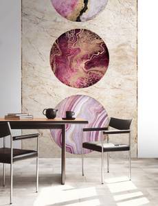 Fototapete Marmoroptik Beige - Gold - Pink - Violett - Kunststoff - Textil - 159 x 280 x 1 cm