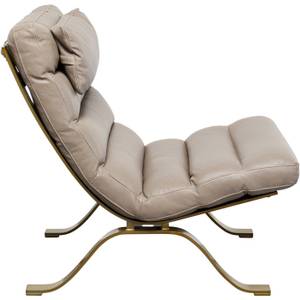 Fauteuil et repose-pieds Novel Marron - Cuir véritable - 73 x 90 x 93 cm