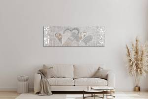 Acrylbild handgemalt Simply Love Beige - Massivholz - Textil - 150 x 50 x 4 cm
