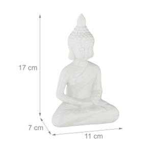 Statue bouddha de couleur blanche Blanc - Céramique - 11 x 17 x 7 cm